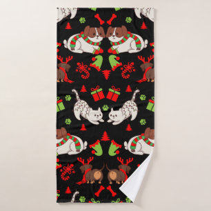 Cute Pet Patterned Christmas Gift Bath Towel