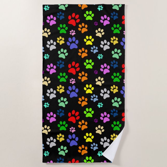 Cute Pet Paw Pattern Beach Towel (Front)