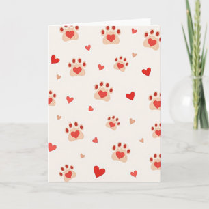 Cute Pet Paw Print Love Card