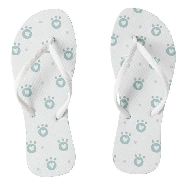Cute Pet Paws with Hearts Flipflops (Footbed)