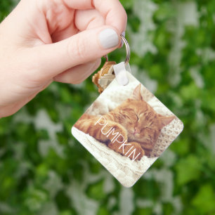 Cute Pet Photo and Name Custom Keepsake Gift Key Ring