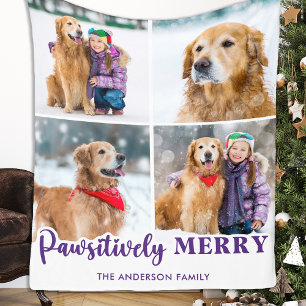 Cute Pet Photo Collage Personalised Dog Christmas Fleece Blanket