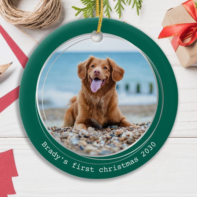 Cute Pet Photo Customised Dog Lover Christmas Ceramic Ornament (Creator Uploaded)