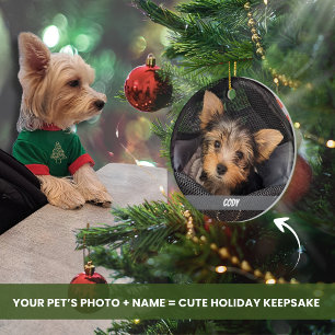 Cute Pet Photo Dog or Cat Pet's Name Ceramic Ornament