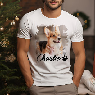 Cute Pet Photo Name & Paw Print T-Shirt