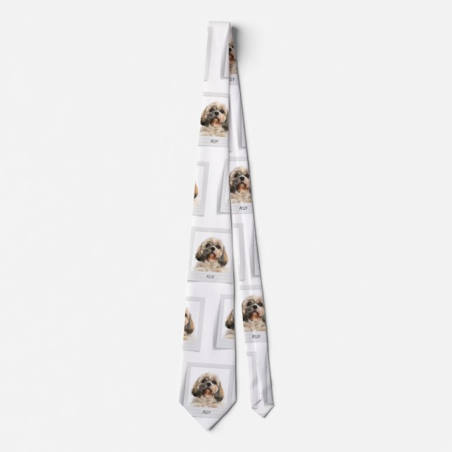Cute Pet Photo Pattern Shih Tzu Dog CustoM Tie (Front)