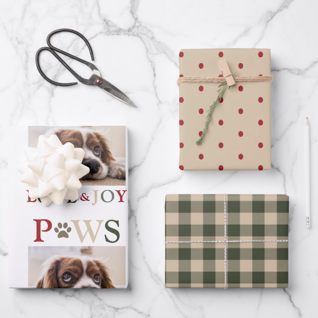 Cute Pet Photo Paws Love Joy Wrapping Paper Sheet (Front)