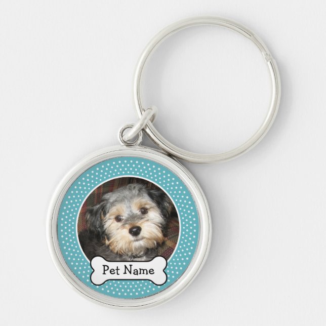 Cute Pet Photo with Dog Bone Key Ring (Front)