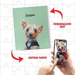Cute Pet Photo with Pet Name Dog or Cat Portrait  Jigsaw Puzzle