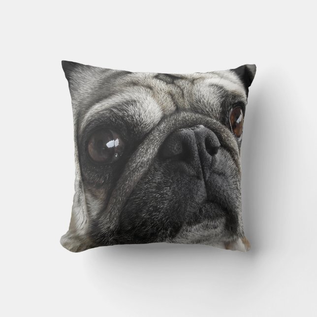 Cute Pet PUG face photo- adorable Cushion (Front)