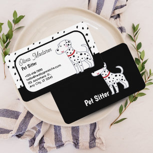 Cute Pet Sitter Business Card – Black & White 