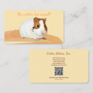 Cute Pet Sitter Guinea Pig QR Code Business Card