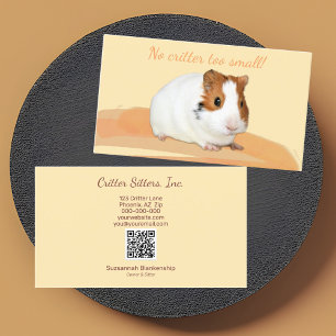 Cute Pet Sitter Guinea Pig QR Code Business Card