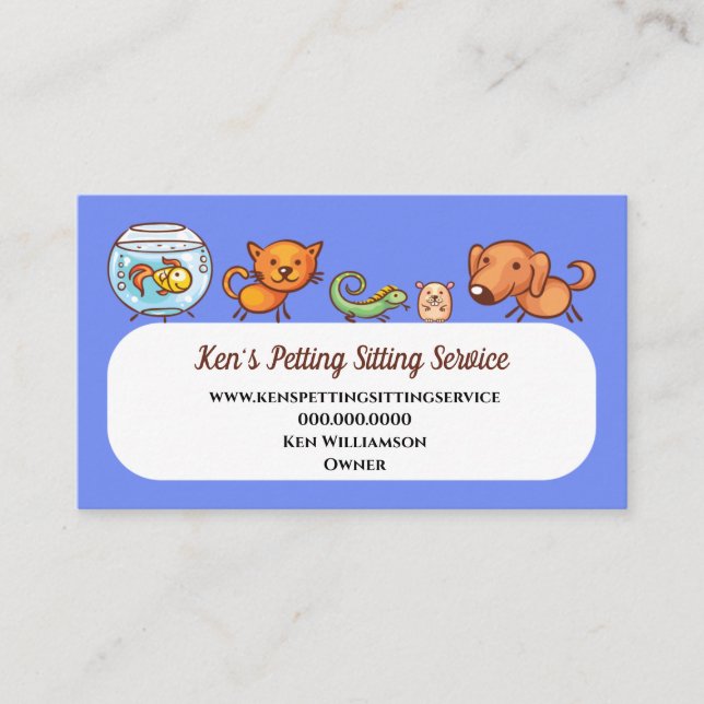 Cute Pet Sitting Animal Care Dog Walking Business Card (Front)