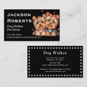 Cute Pet Sitting Animal Care Dog Walking Business Card