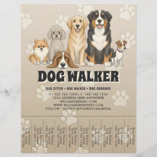 Cute Pet Sitting Dog Walker Custom Promotional Flyer