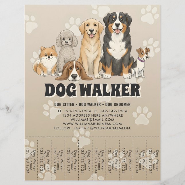 Cute Pet Sitting Dog Walker Custom Promotional Flyer (Front)