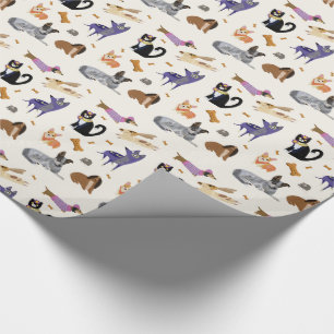 Cute Pet Wrapping Paper with Dogs, Cats, and Mice