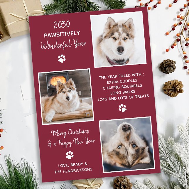 Cute Pet Year in Review Custom Dog Photo Collage  Holiday Card (Creator Uploaded)