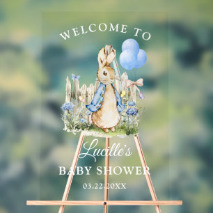 Cute Peter Rabbit Baby Shower Boy Acrylic Sign