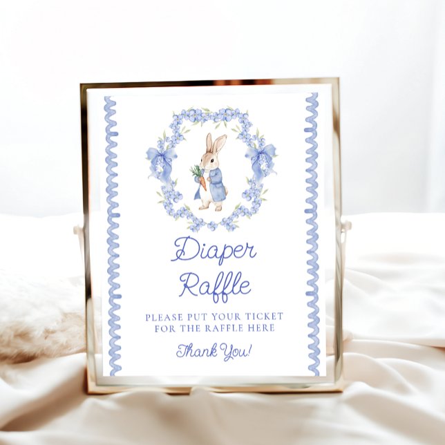 Cute Peter Rabbit Baby Shower Diaper Raffle Poster (Creator Uploaded)