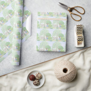 Cute Peter Rabbit Garden Watercolor Gift Wrapping Paper