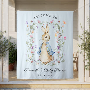 Cute Peter Rabbit Wildflowers Baby Shower Tapestry