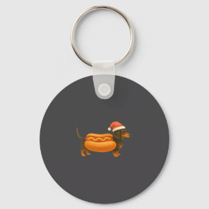 Cute Petite Christmas Funny Hot Dog Dachshund  Key Ring