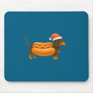 Cute Petite Christmas Funny Hot Dog Dachshund Prem Mouse Pad