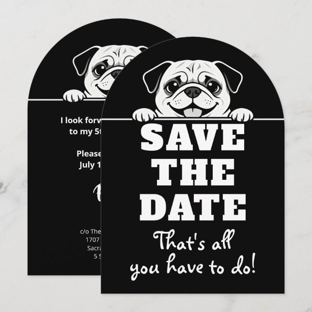 Cute Pets Minimalistic Design - Dog 2 Save The Date (Front/Back)