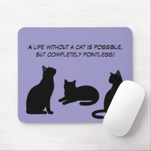Cute Pets Silhouettes Design - Cats 1 + text Mouse Pad