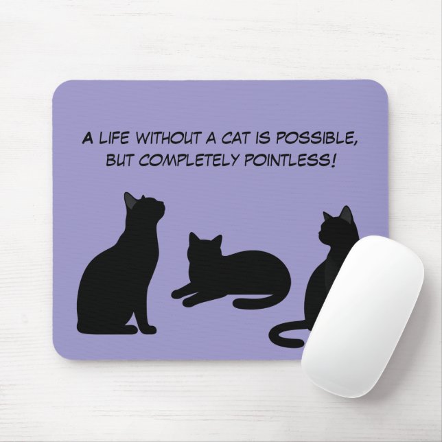 Cute Pets Silhouettes Design - Cats 1 + text Mouse Pad (With Mouse)
