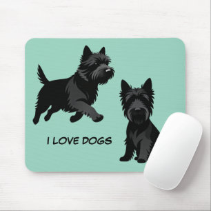 Cute Pets Silhouettes Design - Dogs 1 + text Mouse Pad