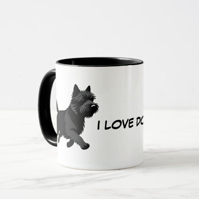 Cute Pets Silhouettes Design - Dogs 1 + text Mug (Front Left)