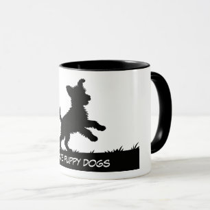 Cute Pets Silhouettes Design - Dogs 1 + text Mug