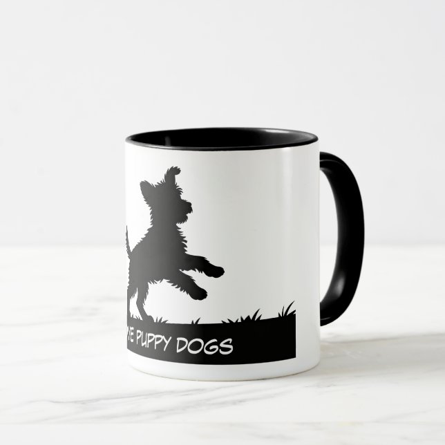Cute Pets Silhouettes Design - Dogs 1 + text Mug (Front Right)