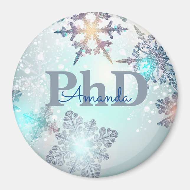Cute PhD Graduation Personalized Name Blue  Magnet (Front)