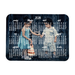 Cute Photo 2024 Magnetic Calendar 3x4 Magnet