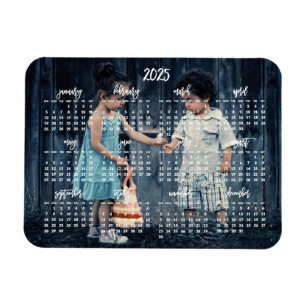 Cute Photo 2025 Magnetic Calendar 3x4 Magnet