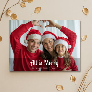 Cute Photo  “All Is Bright” Family Christmas Car Holiday Card