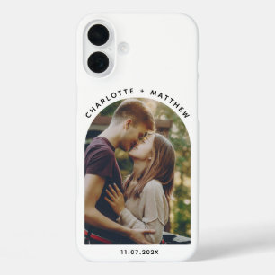 Cute Photo Arch Minimalist Typography Personalised iPhone 16 Plus Case