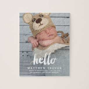 Cute Photo Baby Birth Announcement Jigsaw Puzzle