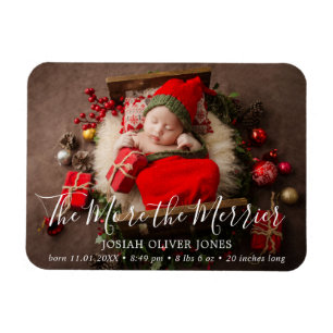 Cute Photo Christmas Holiday Birth Announcement Magnet