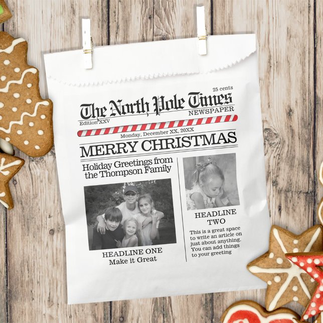 Cute Photo Christmas Newspaper Custom  Favour Bag (Creator Uploaded)