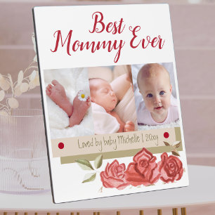 Cute Photo Collage Best Mum Ever First Mothers Day Plaque