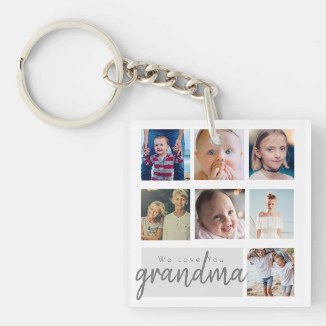 Cute photo collage grandma gift mothersday key ring (Front)