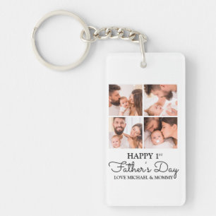 Cute Photo Collage Happy First Fathers Day Key Ring