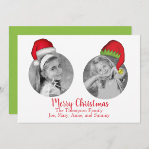 Cute Photo Collage Santa Claus Hat Christmas Holiday Card