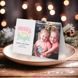Cute Photo Colourful Modern Christmas Holiday Card
