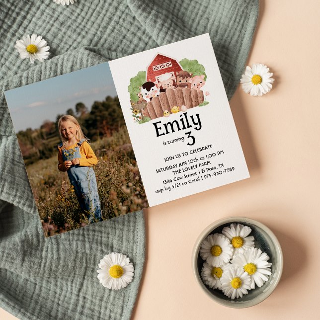 Cute Photo Farm Animals Birthday Invitation (Creator Uploaded)